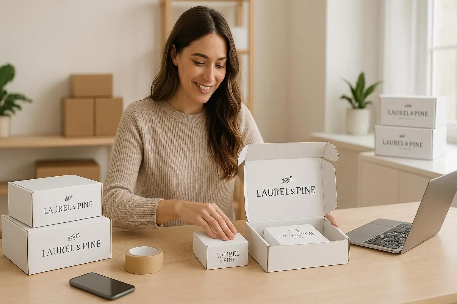 White mailer boxes being used for e-commerce shipping - Wabs Print UK