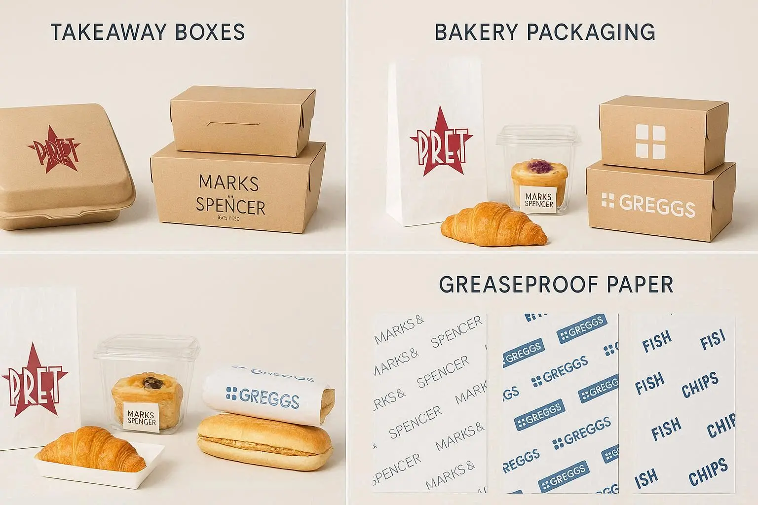 Complete directory of UK food packaging types including boxes, containers, and wrapping - Wabs Print