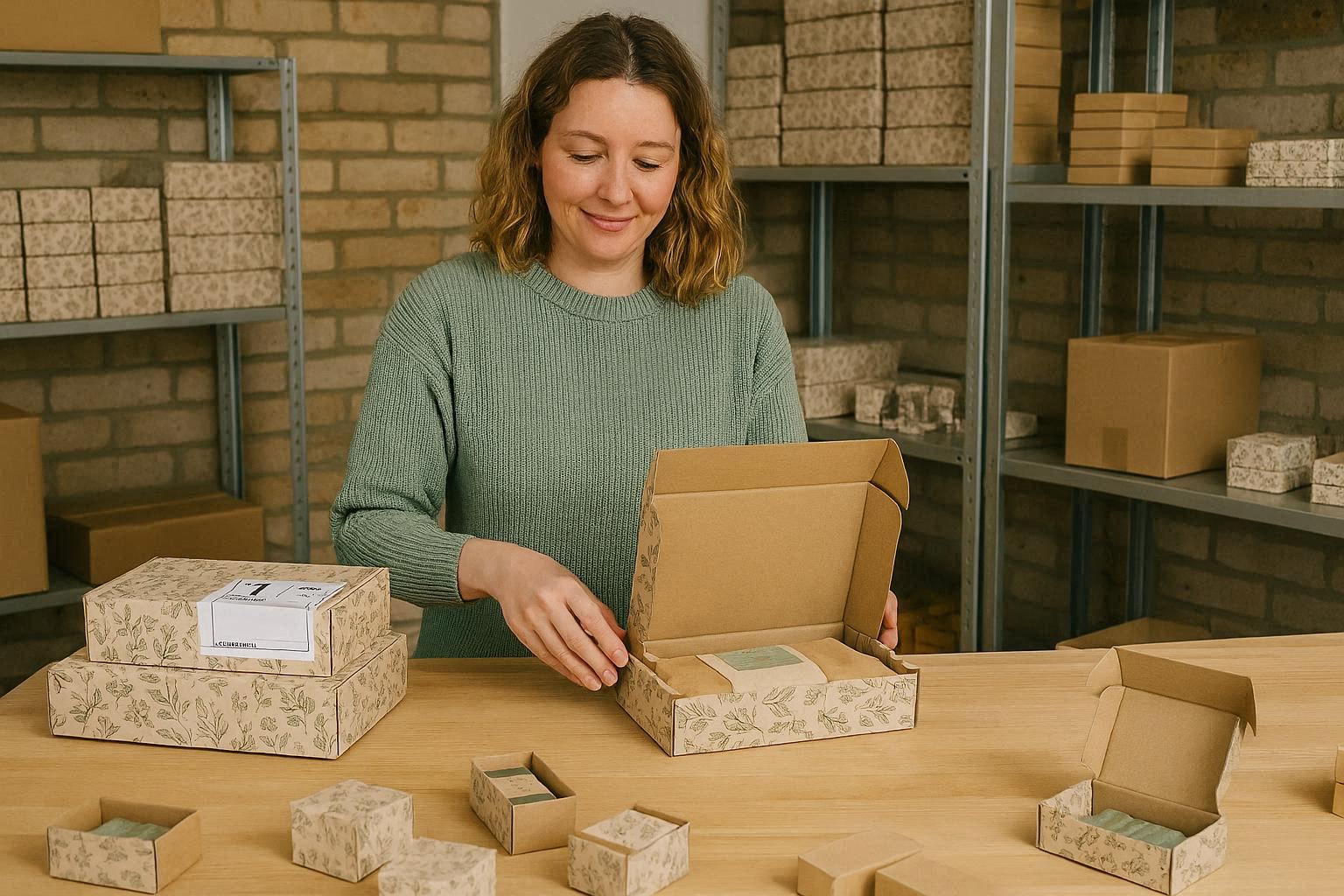 Postal boxes being packed for Royal Mail shipping UK - Wabs Print