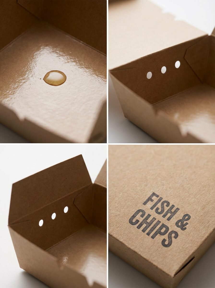 Fish and chip box grease-resistant ventilated design UK - Wabs Print