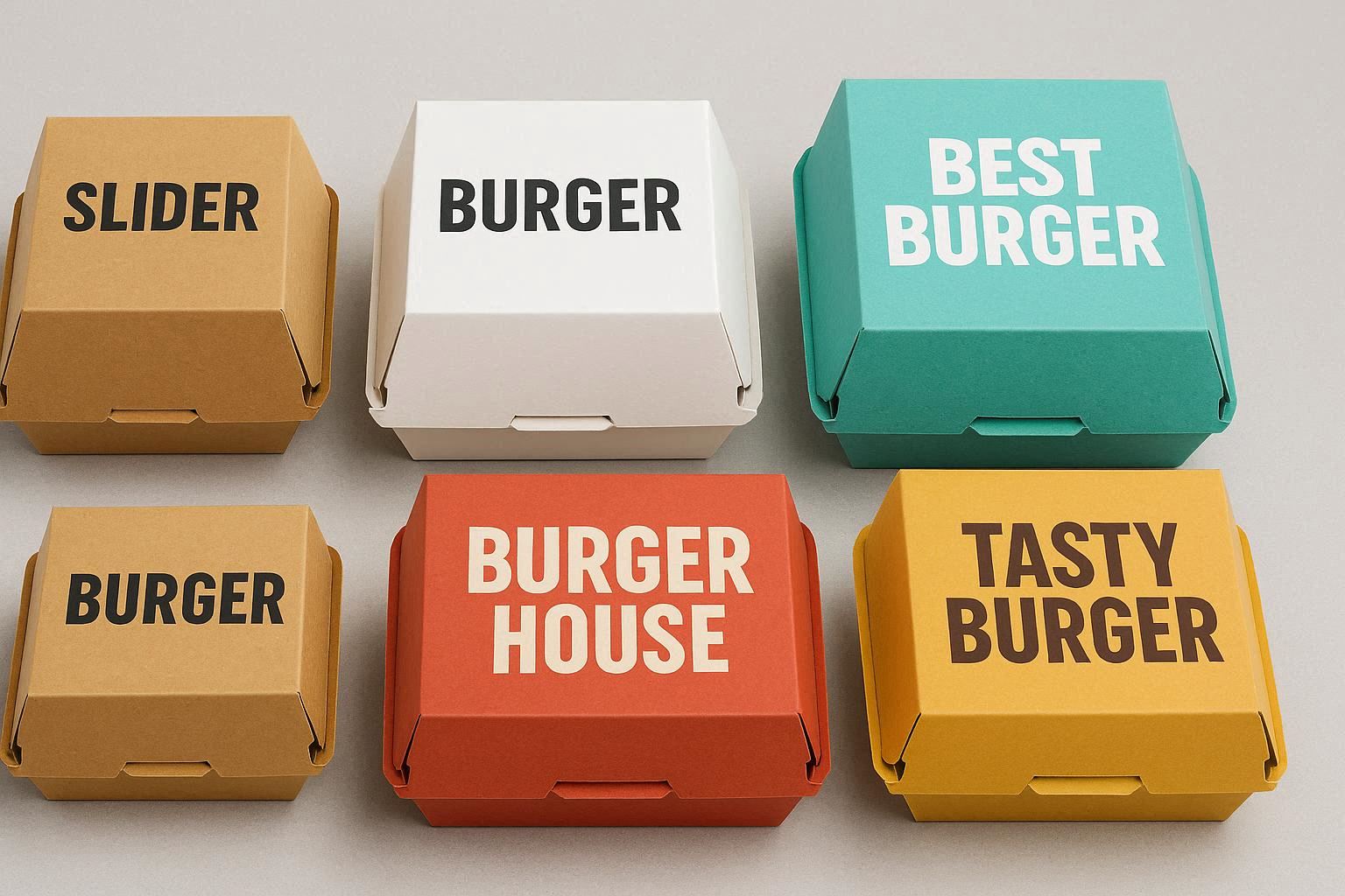 Different types of burger boxes UK - small to large sizes - Wabs Print