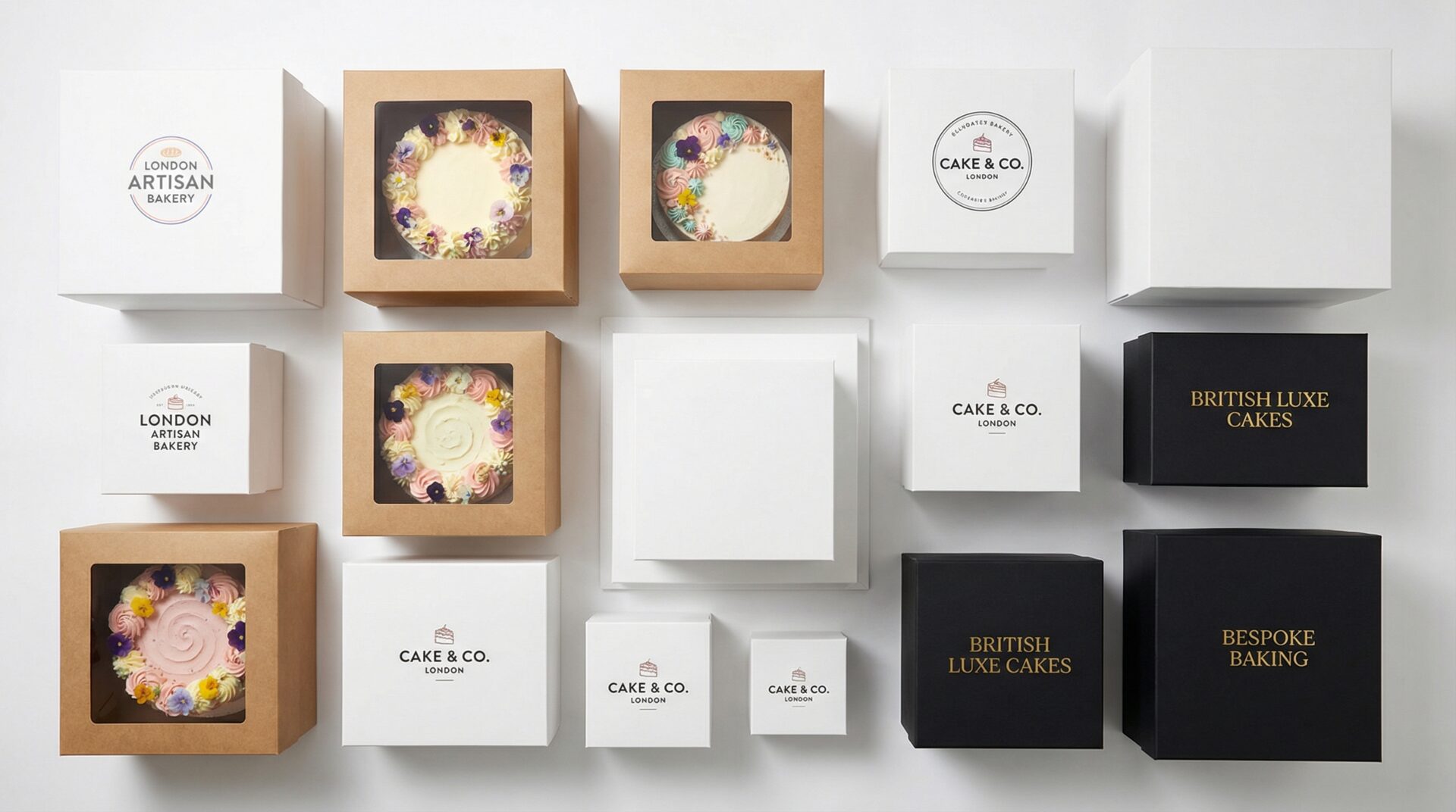 Custom cake boxes UK bakery packaging with window