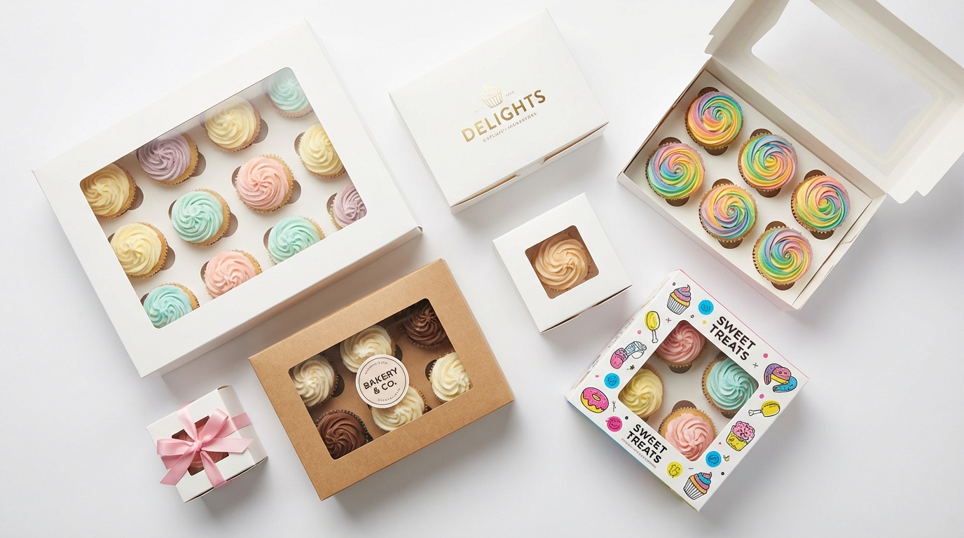 Cupcake boxes UK with inserts bakery packaging