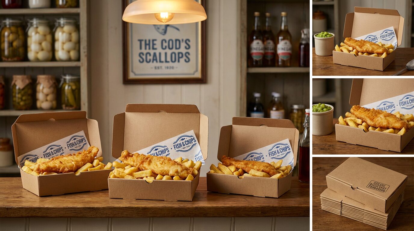 Fish and chip boxes UK greaseproof takeaway packaging