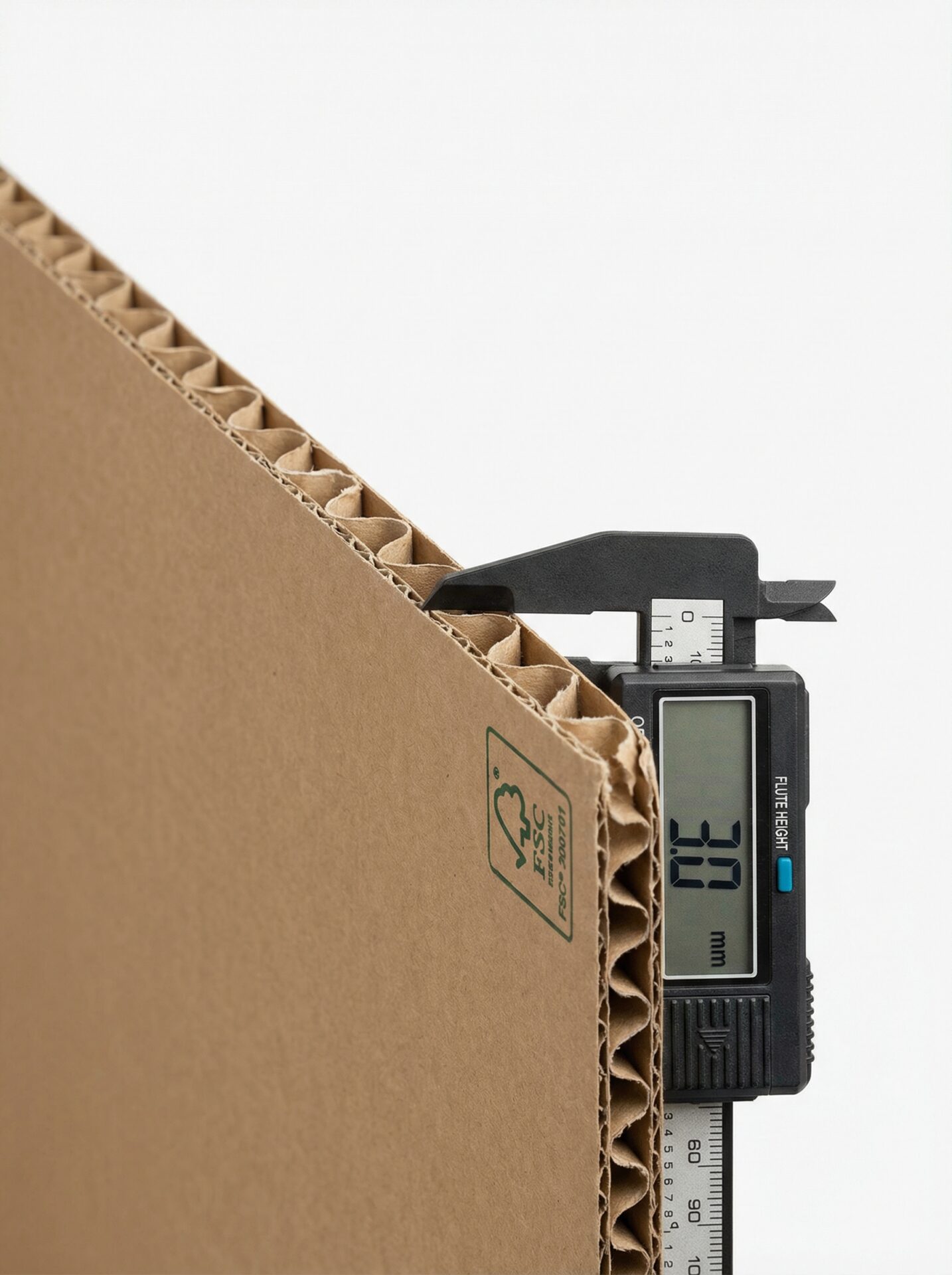Corrugated box UK cross-section showing flute, liner, and board construction