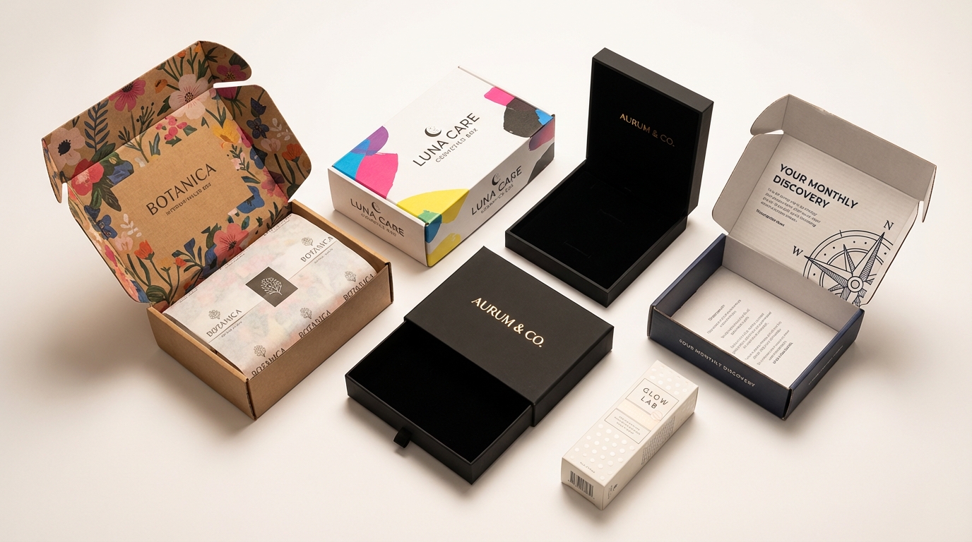 Custom printed boxes UK examples — mailer, rigid, folding carton, kraft, subscription - Wabs Print