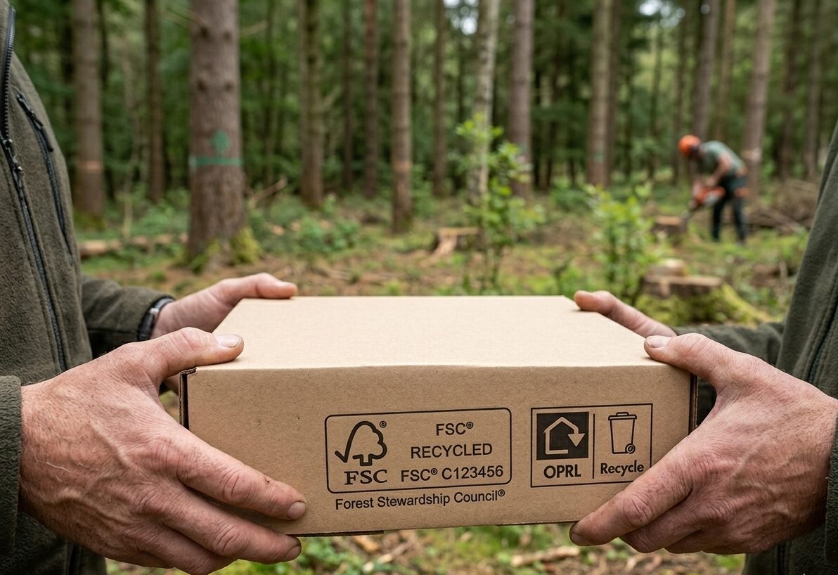 Kraft boxes and genuine sustainability in 2026 — FSC certification, OPRL labelling and real eco credentials - Wabs Print