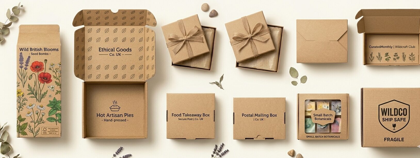 8 types of kraft boxes UK — tuck-end, mailer, gift, subscription, food, postal, windowed, corrugated - Wabs Print