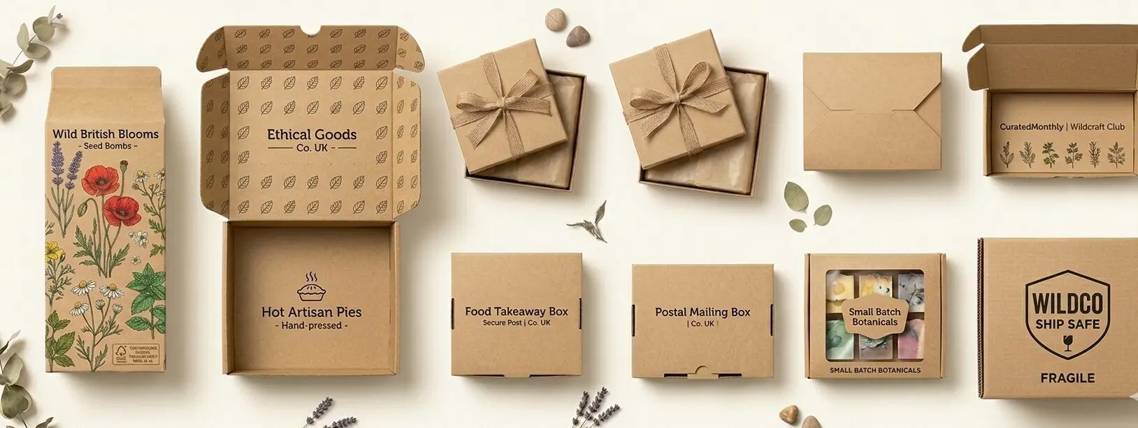 8 types of kraft boxes UK — tuck-end, mailer, gift, subscription, food, postal, windowed, corrugated - Wabs Print