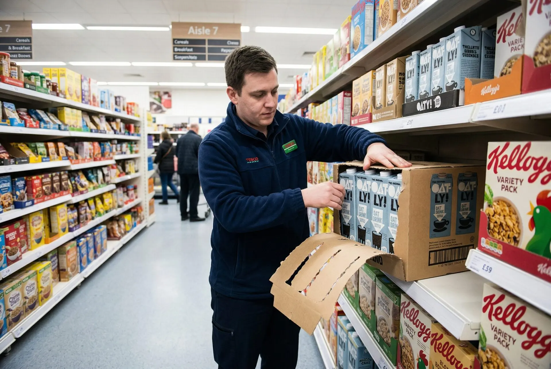 Shelf ready display boxes UK - supermarket retail merchandising in action