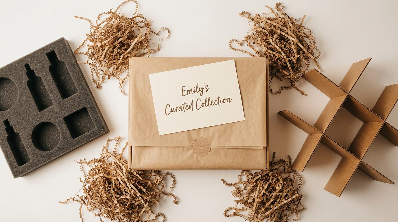 Subscription box inserts and packing materials — personalised cards, tissue paper, foam inserts, paper void fill, cardboard partitions, surprise items