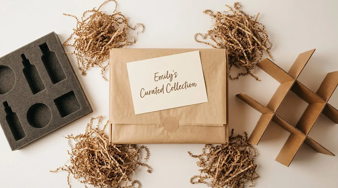 Subscription box inserts and packing materials — personalised cards, tissue paper, foam inserts, paper void fill, cardboard partitions, surprise items