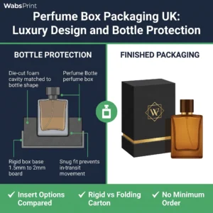 Perfume box packaging UK bottle protection insert comparison infographic custom perfume boxes UK | Wabs Print