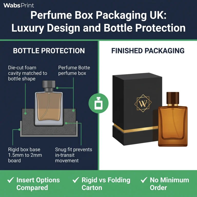 Perfume box packaging UK bottle protection insert comparison infographic custom perfume boxes UK | Wabs Print