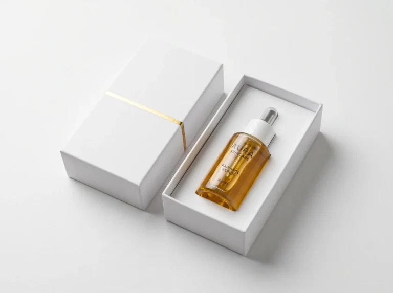 Indie cosmetic box gold foil accent small batch skincare packaging UK | Wabs Print cosmetic packaging for indie brands UK