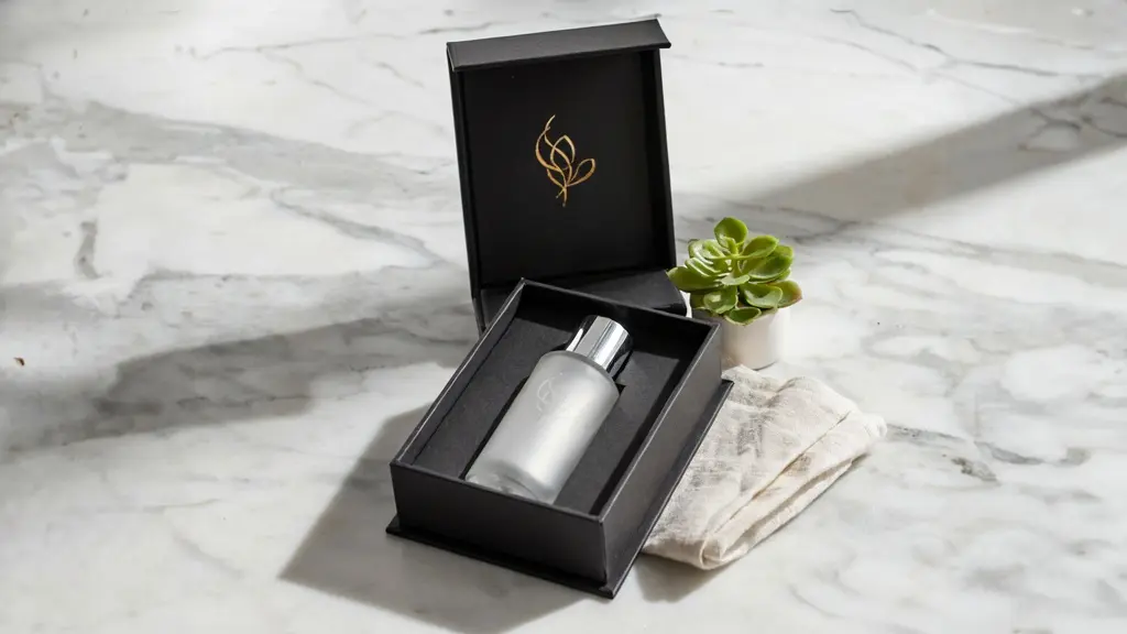 Rigid cosmetic box skincare serum packaging lifestyle shot custom cosmetic boxes UK | Wabs Print