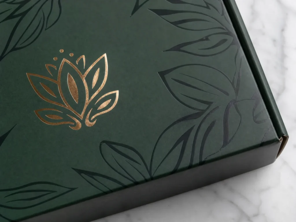 Soft-touch laminate foil accent branded mailer box finish UK | Wabs Print