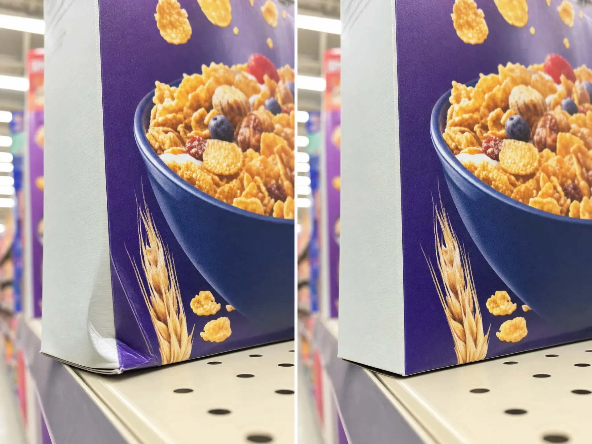 Cereal box 350gsm vs 400gsm board bowing comparison on-shelf retail performance custom cereal boxes UK | Wabs Print