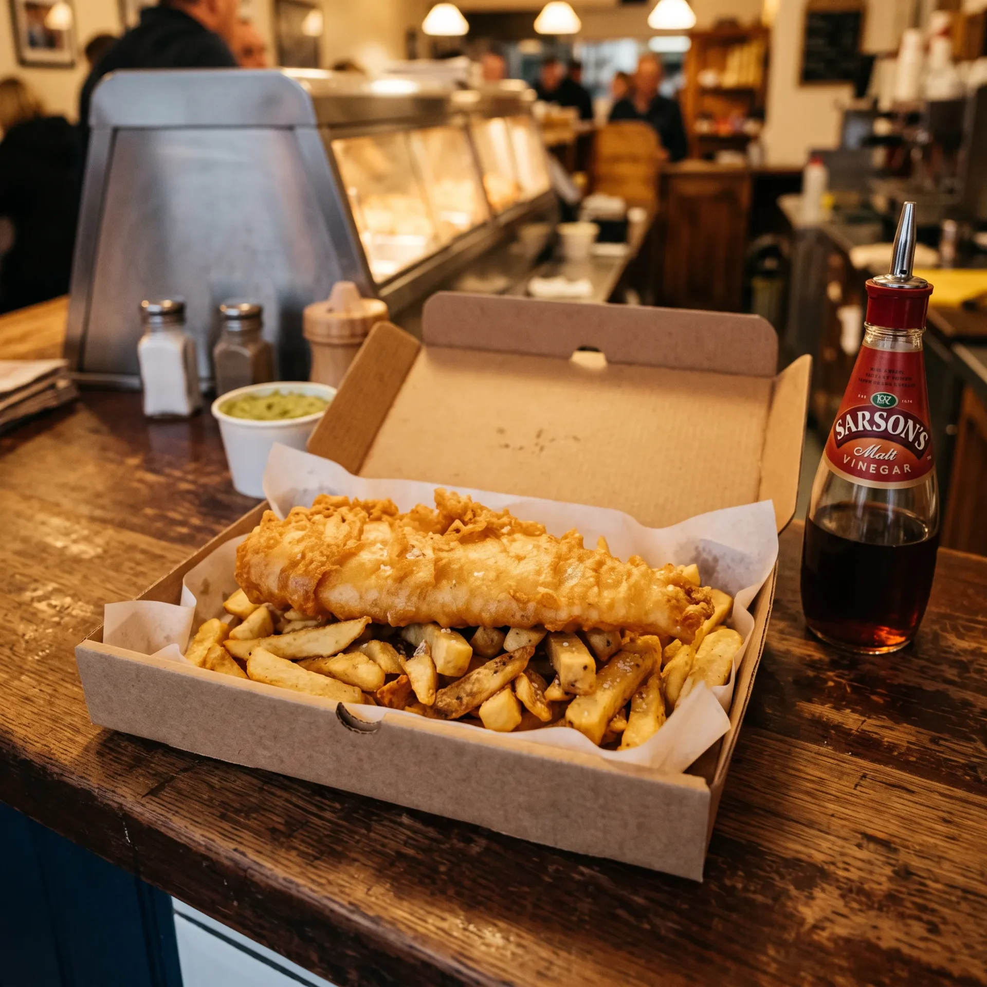 Fish and chip open tray natural kraft custom fish and chip boxes UK chippy counter | Wabs Print