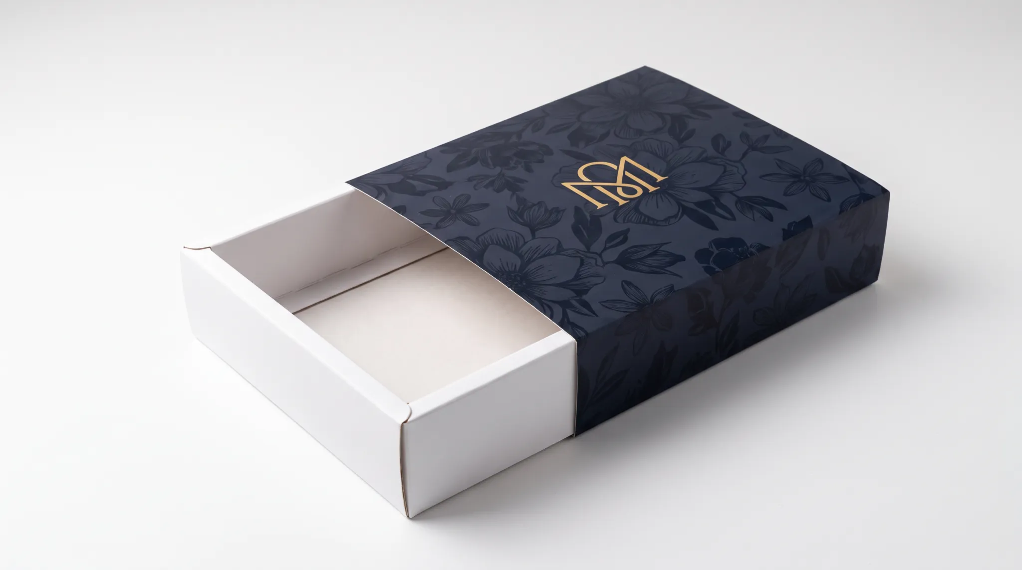 Full-wrap sleeve box soft-touch gold foil sliding onto gift tray custom sleeve boxes UK | Wabs Print