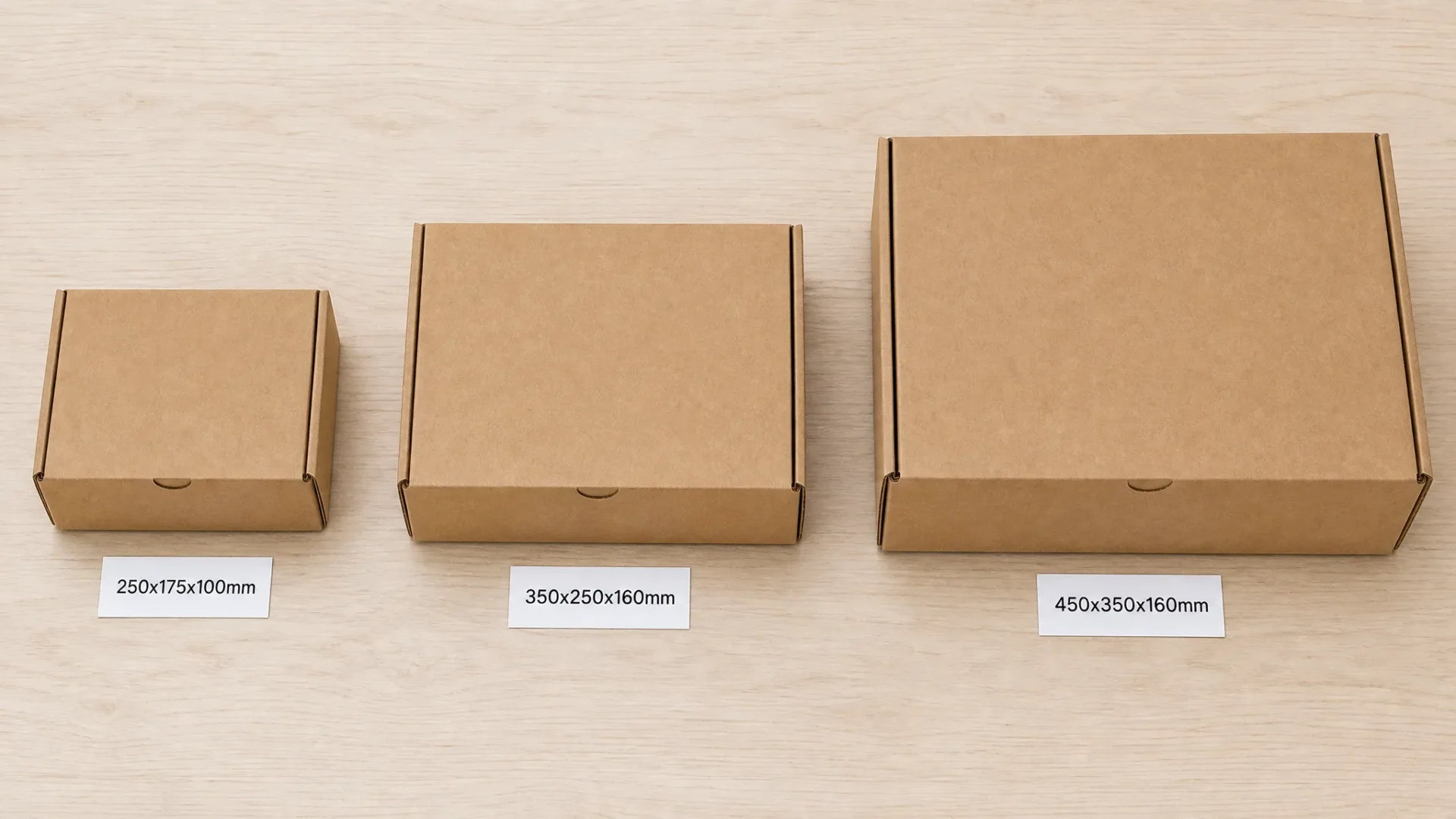 Royal Mail three parcel size postal boxes Small Medium Large comparison custom postal boxes UK | Wabs Print