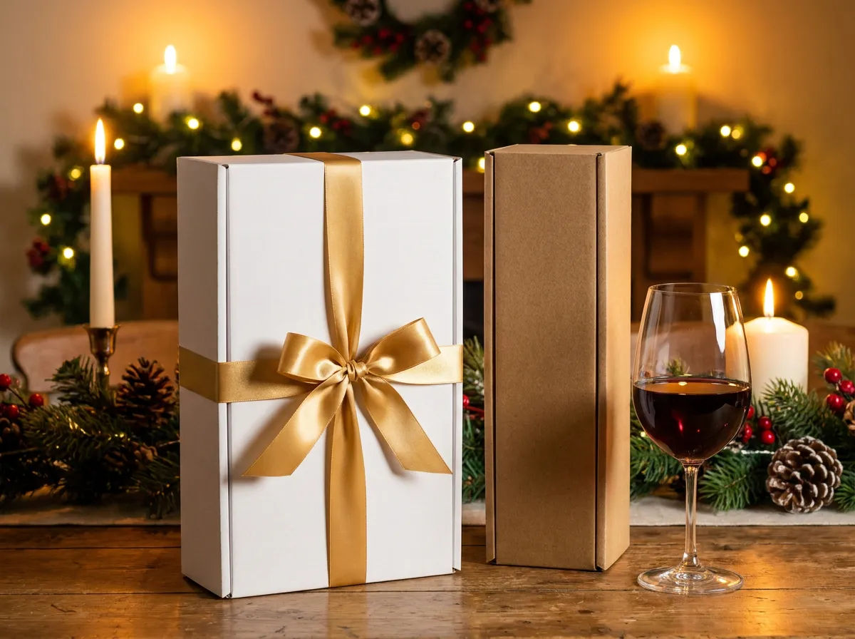 Wine gift boxes double bottle white SBS and kraft single bottle Christmas lifestyle custom wine boxes UK | Wabs Print